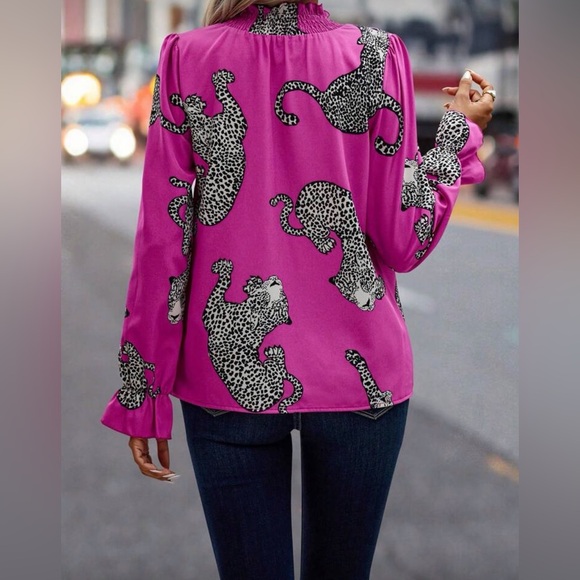 Leopard Print Pink Blouse - Picture 2 of 2